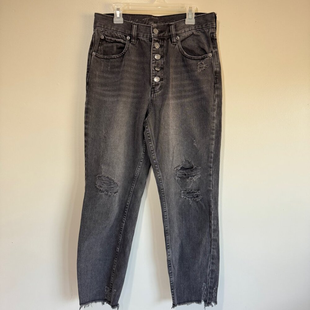 FREE PEOPLE We The Free Blossom Rigid High Rise Skinny Jeans in Black Sz. 27 - Picture 3 of 14